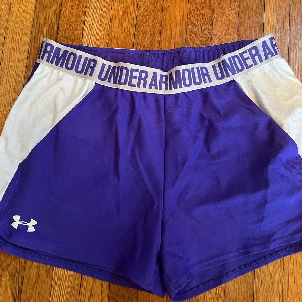 Under Armour Women's Athletic Shorts in Purple and White